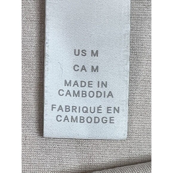 H&M Women's Cropped Light Taupe Black Polka Dot Stretch Form Fitting Top Size M - Picture 4 of 7